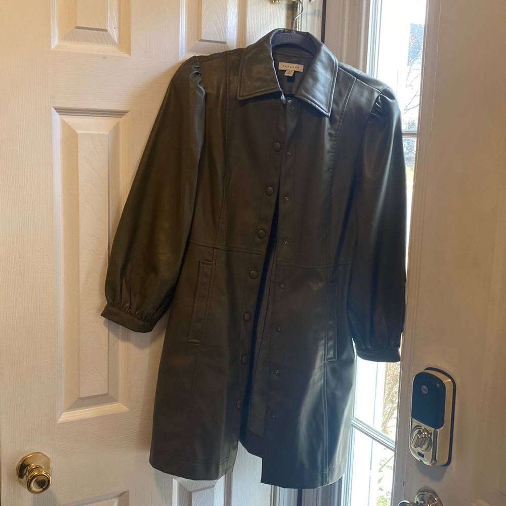 TopShop Olive Faux Leather Dress/Layering Top